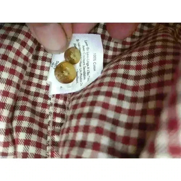 Eddie Bauer Flannel Shirt Mens L Dark Red Classic Fit Check Plaid Twill Cotton - Picture 6 of 10